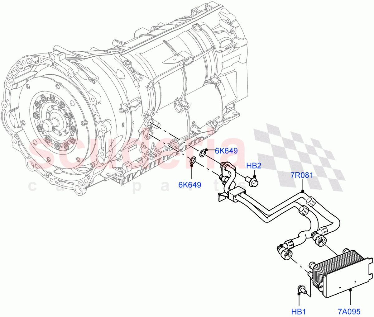 Transmission Cooling Systems(Nitra Plant Build)(3.0L AJ20P6 Petrol High,8 Speed Auto Trans ZF 8HP76,3.0L AJ20D6 Diesel High) of Land Rover Land Rover Defender (2020+) [3.0 I6 Turbo Petrol AJ20P6]