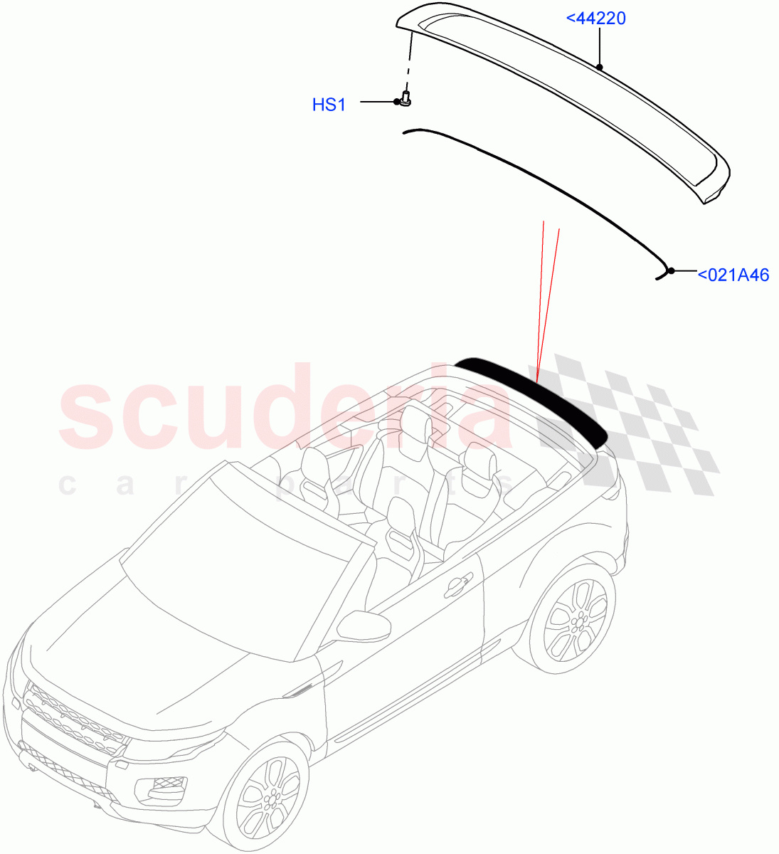 Spoiler And Related Parts(2 Door Convertible,Halewood (UK)) of Land Rover Land Rover Range Rover Evoque (2012-2018) [2.0 Turbo Petrol AJ200P]