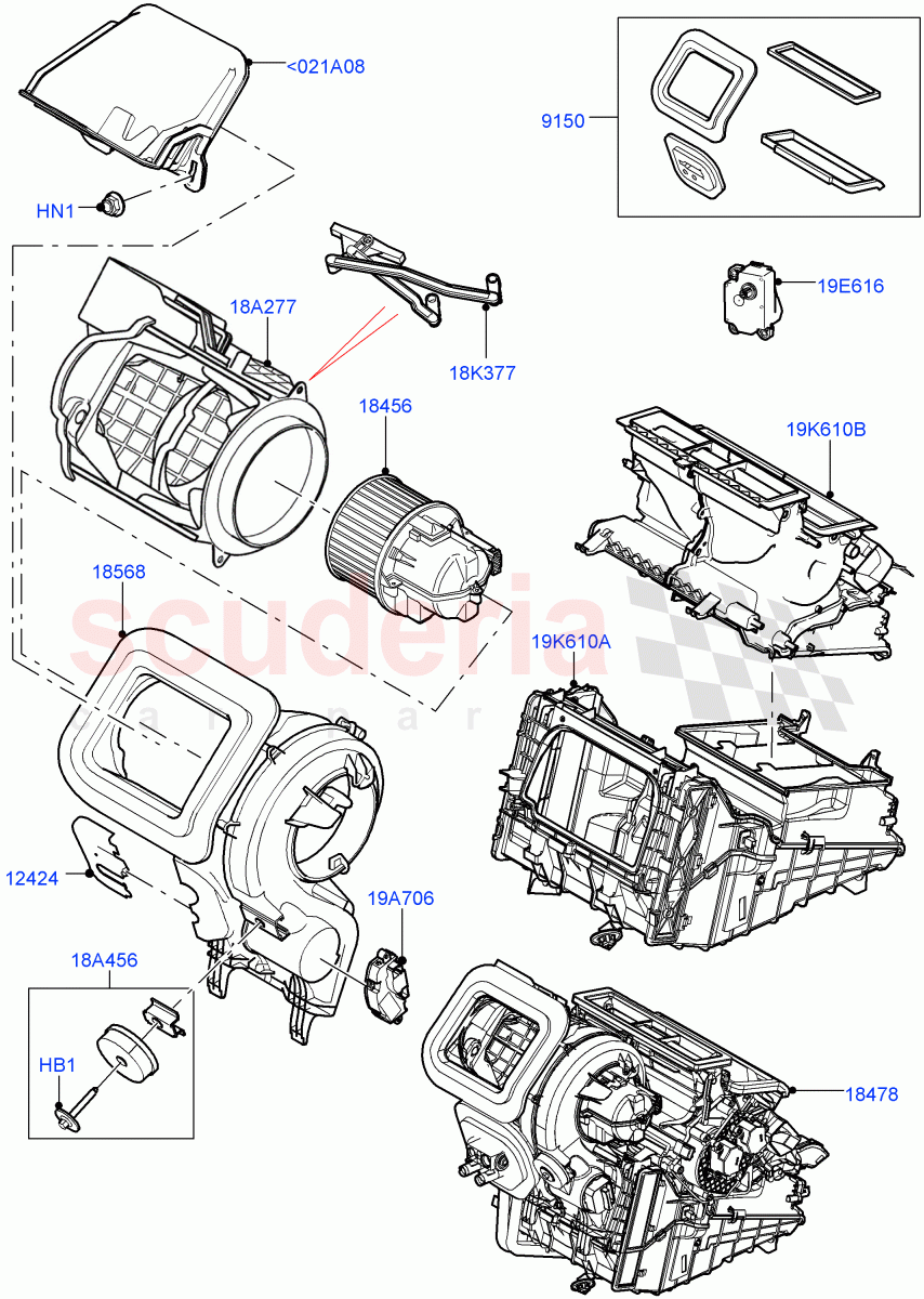 Heater/Air Cond.External Components(Main Unit)(Changsu (China)) of Land Rover Land Rover Range Rover Evoque (2019+) [1.5 I3 Turbo Petrol AJ20P3]