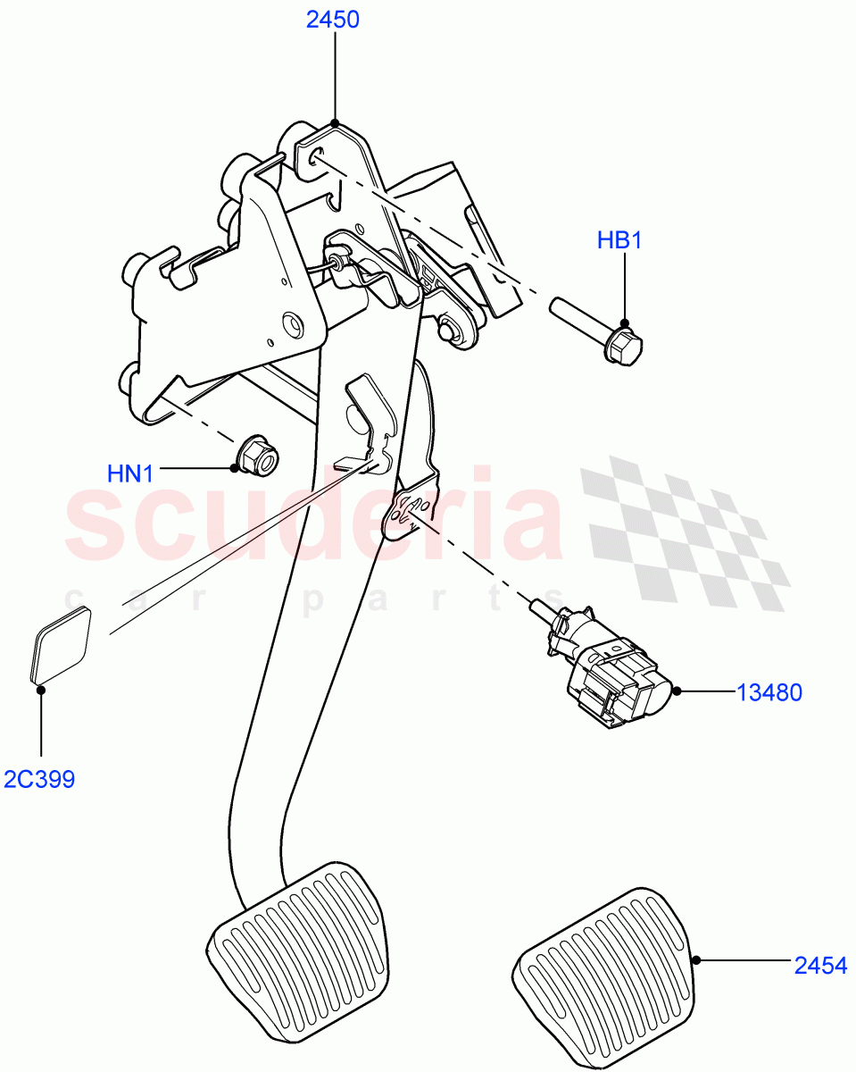 Brake And Clutch Controls(8 Speed Auto Trans ZF 8HP70 HEV 4WD)((V)FROMFA000001) of Land Rover Land Rover Range Rover Sport (2014+) [3.0 Diesel 24V DOHC TC]