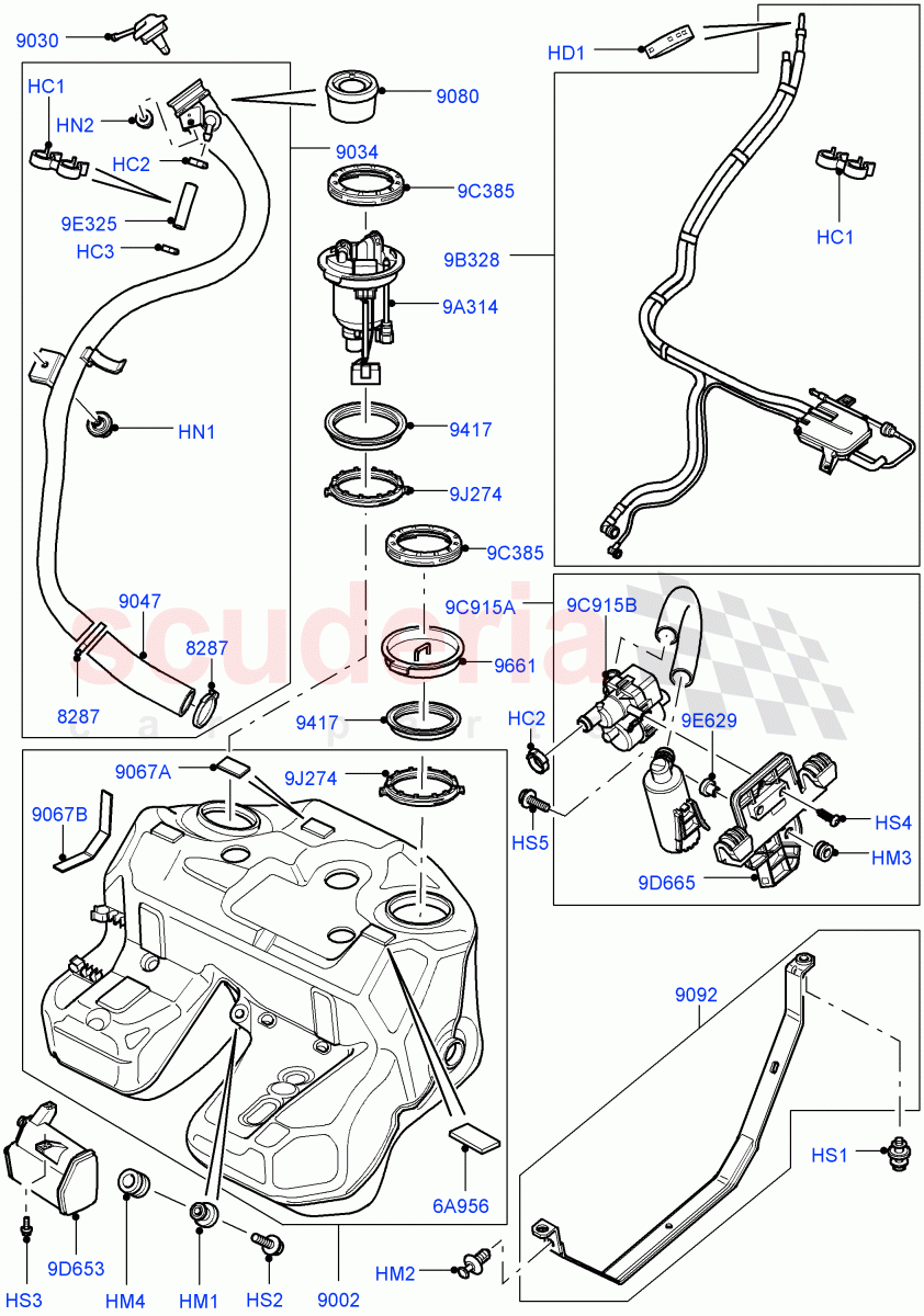 Fuel Tank & Related Parts(5.0L OHC SGDI SC V8 Petrol - AJ133)((V)FROMAA000001) of Land Rover Land Rover Range Rover (2010-2012) [5.0 OHC SGDI SC V8 Petrol]