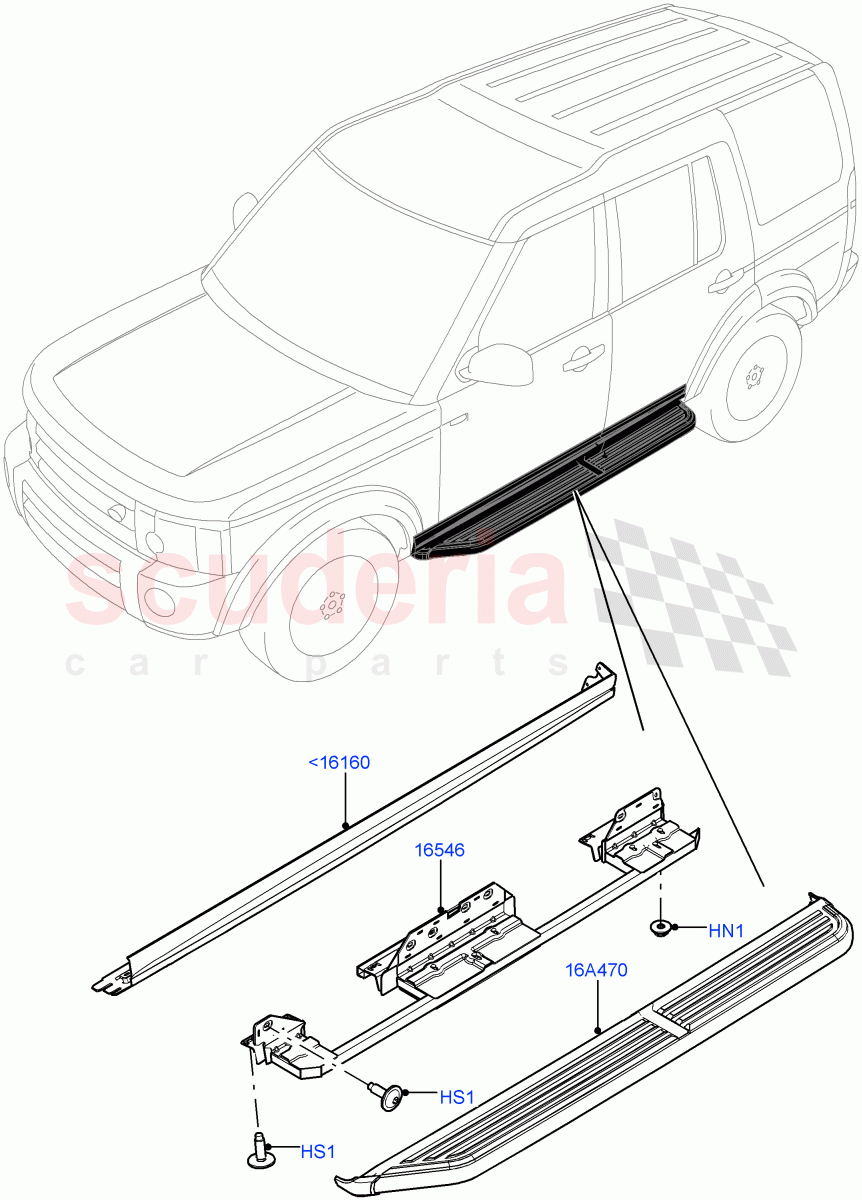 Body Mouldings(With Side Auxiliary Step W/O Lights)((V)FROMFA000001) of Land Rover Land Rover Discovery 4 (2010-2016) [3.0 Diesel 24V DOHC TC]
