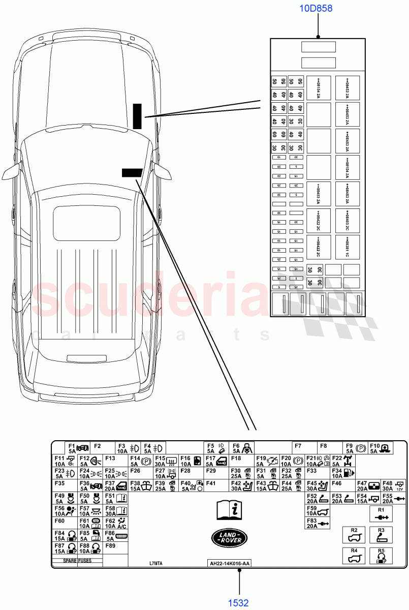 Labels(Fuse Box)((V)TO9A999999) of Land Rover Land Rover Range Rover Sport (2005-2009) [4.2 Petrol V8 Supercharged]