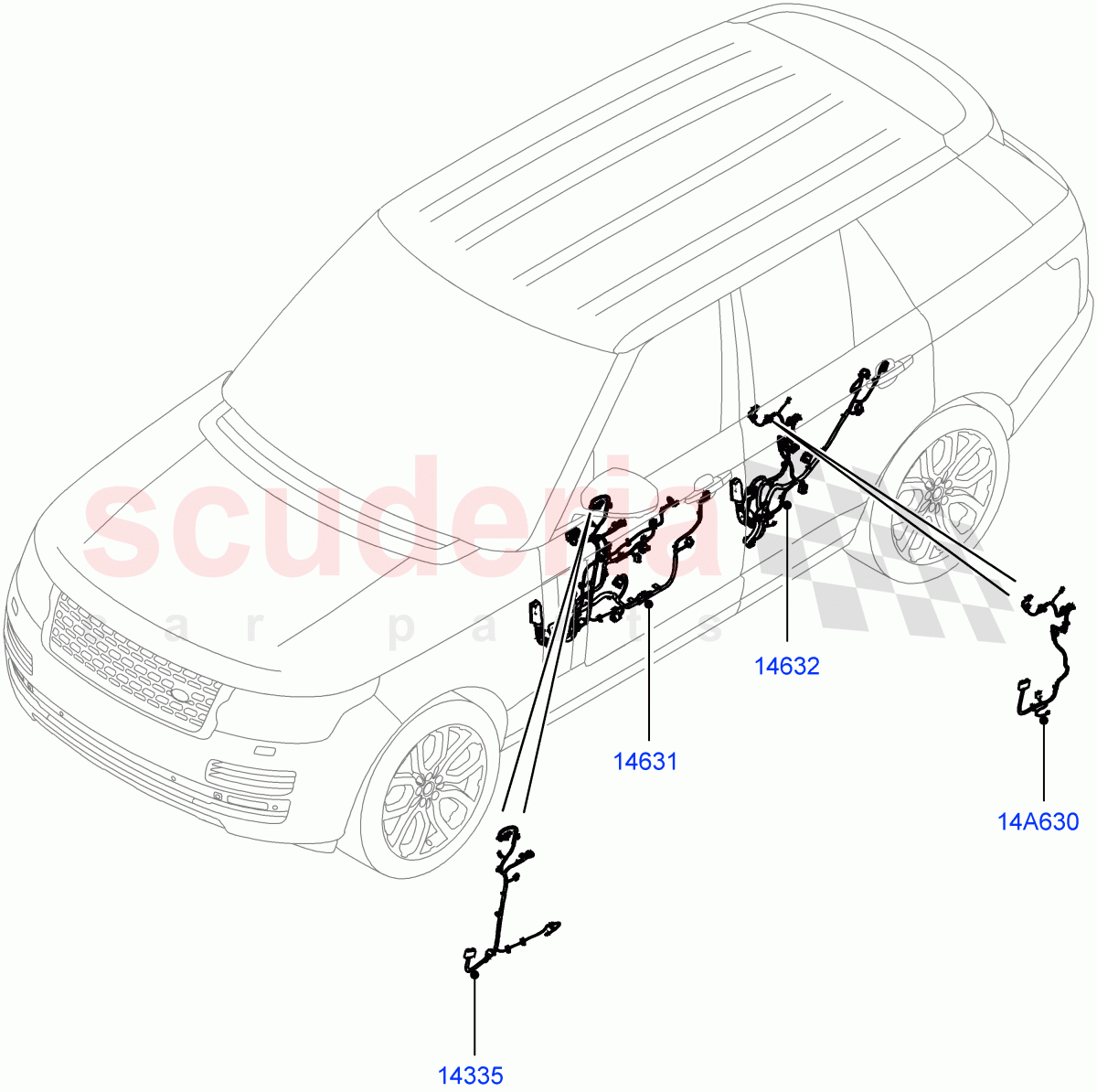 Electrical Wiring - Body And Rear(Front And Rear Doors)((V)TOGA999999) of Land Rover Land Rover Range Rover (2012-2021) [4.4 DOHC Diesel V8 DITC]