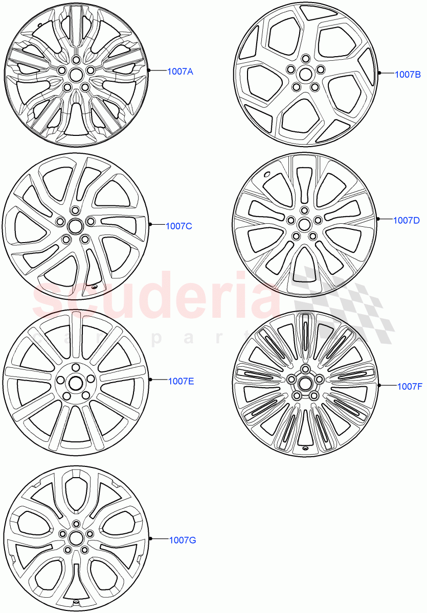 Spare Wheel(Spare Wheel - Conventional Alloy)((V)FROMJA000001) of Land Rover Land Rover Range Rover Sport (2014+) [5.0 OHC SGDI SC V8 Petrol]