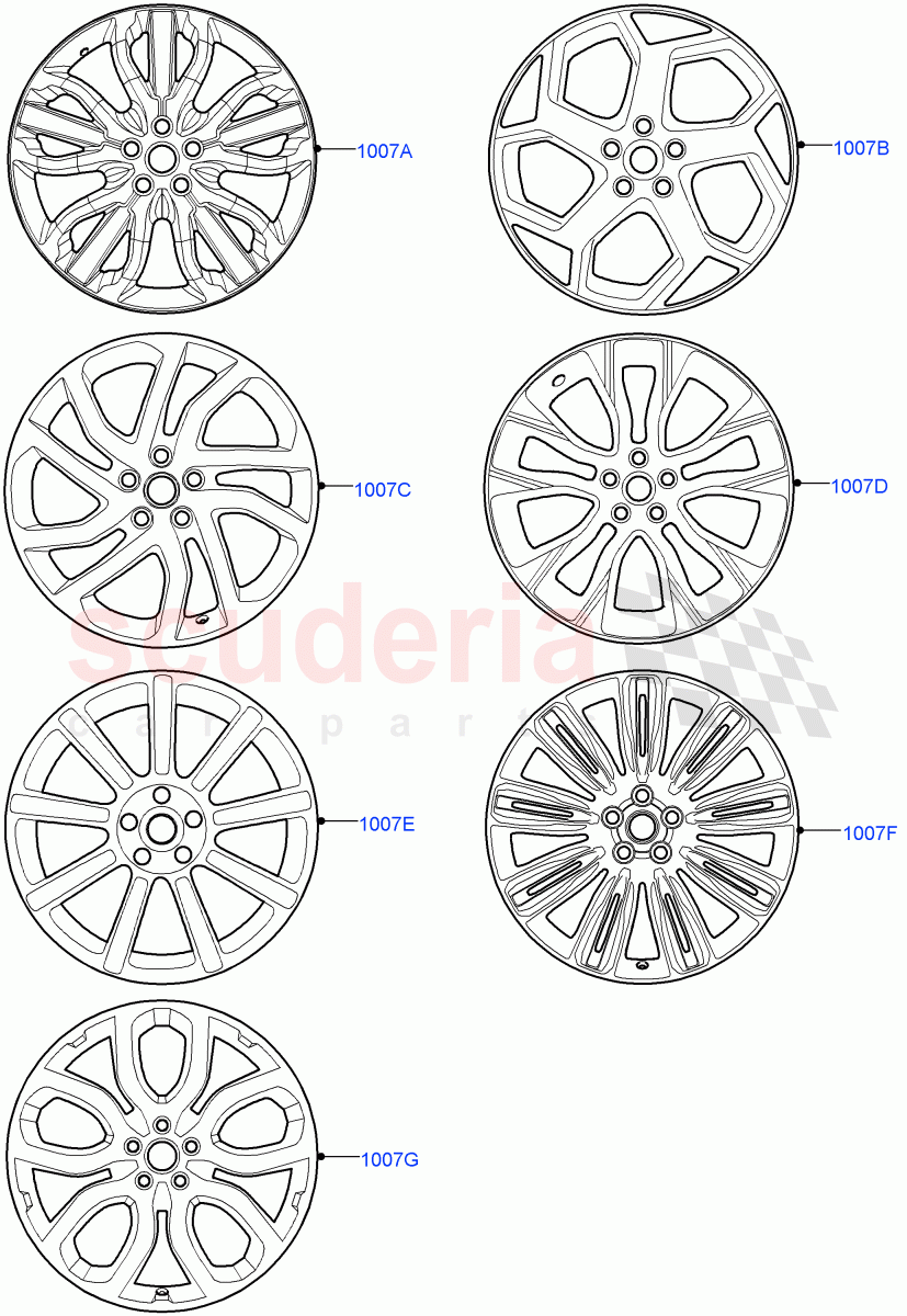 Wheels(Version - Core,Non SVR)((V)FROMJA000001) of Land Rover Land Rover Range Rover Sport (2014+) [3.0 I6 Turbo Diesel AJ20D6]
