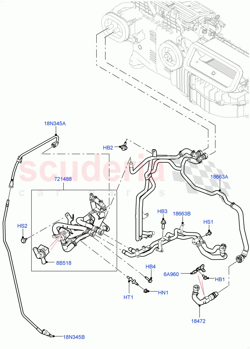 Heater Hoses(Nitra Plant Build)(2.0L I4 High DOHC AJ200 Petrol,With Ptc Heater,Premium Air Conditioning-Front/Rear,Less Heater)((V)FROMK2000001) of Land Rover Land Rover Discovery 5 (2017+) [3.0 DOHC GDI SC V6 Petrol]