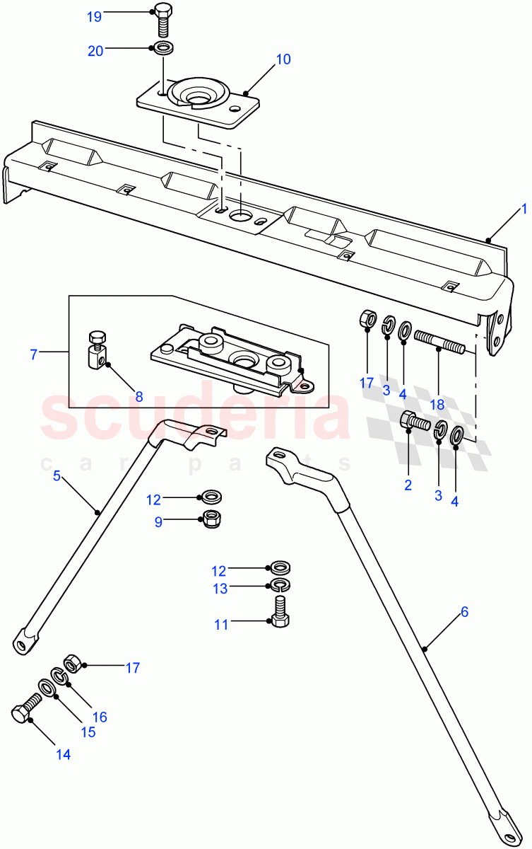 Grille, Top Panel & Braces-Cable Bonnet Release((V)FROM7A000001) of Land Rover Land Rover Defender (2007-2016)