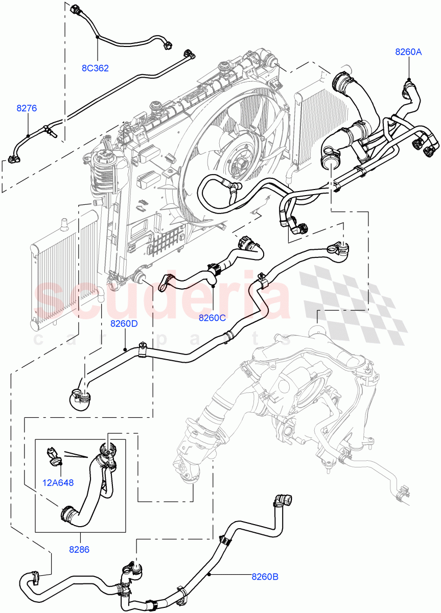 Cooling System Pipes And Hoses(5.0L P AJ133 DOHC CDA S/C Enhanced,5.0L OHC SGDI SC V8 Petrol - AJ133,5.0 Petrol AJ133 DOHC CDA)((V)TOJA999999) of Land Rover Land Rover Range Rover Sport (2014+) [5.0 OHC SGDI SC V8 Petrol]