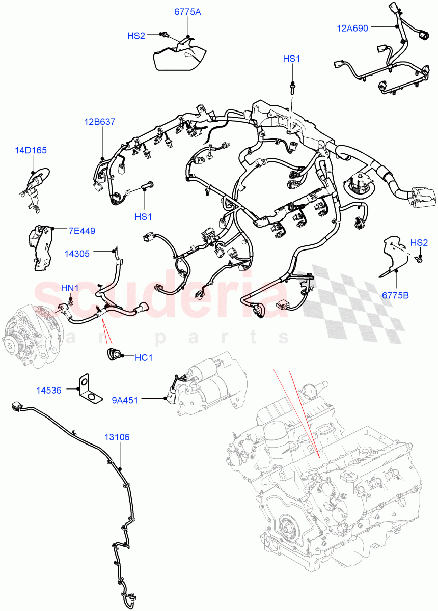 Electrical Wiring - Engine And Dash(3.0L DOHC GDI SC V6 PETROL)((V)FROMEA000001) of Land Rover Land Rover Range Rover (2012-2021) [2.0 Turbo Petrol GTDI]