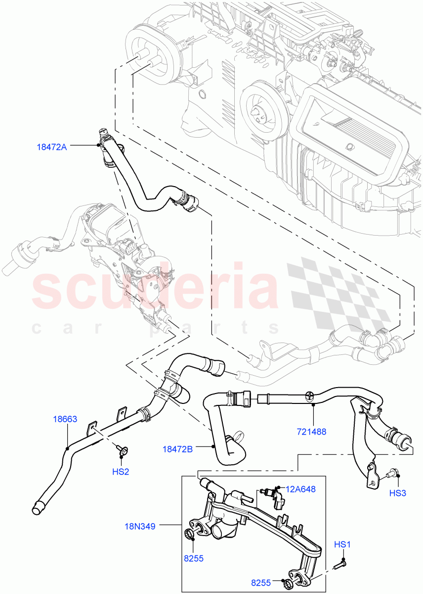 Heater Hoses(Front)(5.0L P AJ133 DOHC CDA S/C Enhanced,Fuel Fired Heater With Park Heat,Fuel Heater W/Pk Heat With Remote,5.0 Petrol AJ133 DOHC CDA)((V)FROMKA000001) of Land Rover Land Rover Range Rover (2012-2021) [3.0 I6 Turbo Diesel AJ20D6]