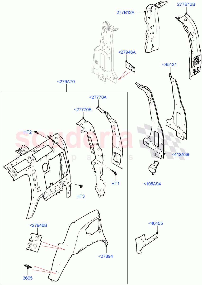 Side Panels - Inner(Middle - Rear, Inner - Rear)(Standard Wheelbase) of Land Rover Land Rover Defender (2020+) [2.0 Turbo Diesel]