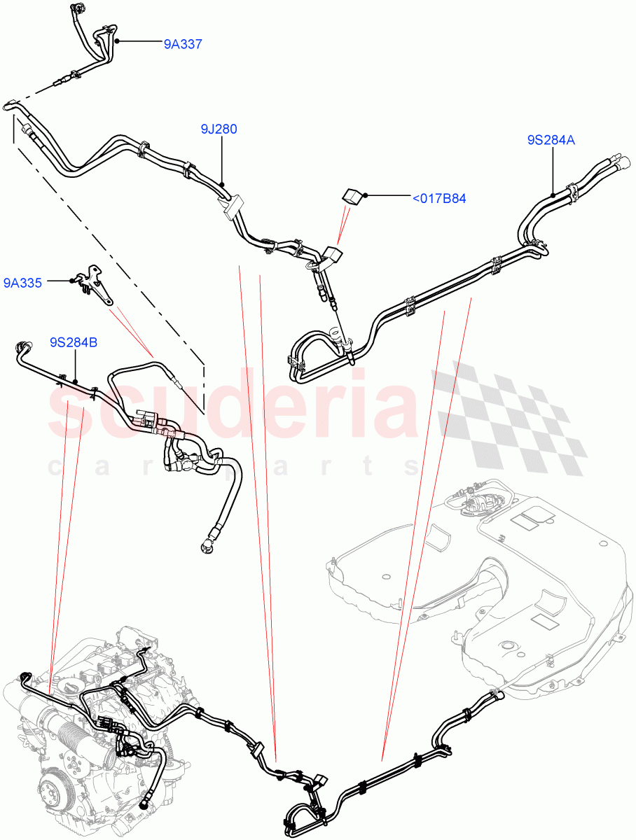 Fuel Lines(Centre And Front)(2.0L 16V TIVCT T/C 240PS Petrol) of Land Rover Land Rover Range Rover (2012-2021) [2.0 Turbo Petrol GTDI]