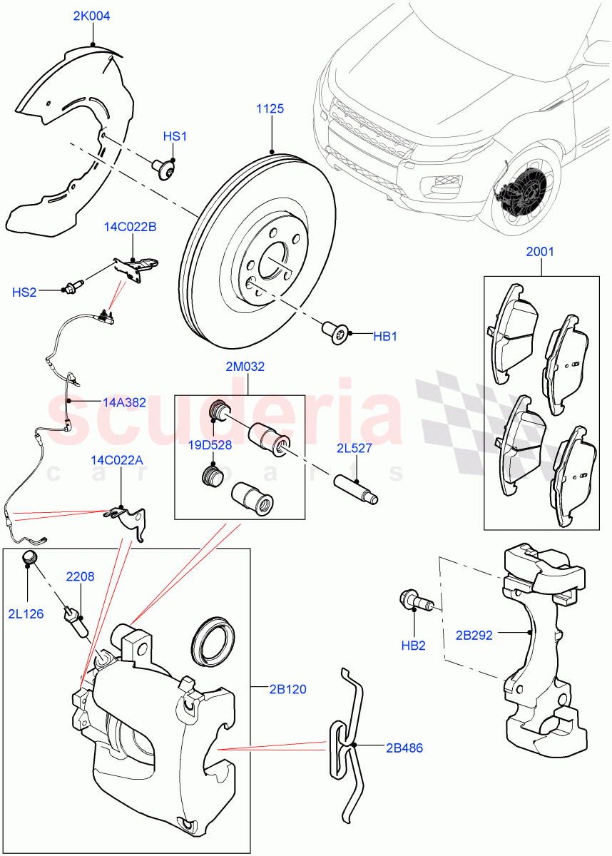 Front Brake Discs And Calipers(Halewood (UK),Front Disc And Caliper Size 17)((V)FROMGH000001) of Land Rover Land Rover Range Rover Evoque (2012-2018) [2.0 Turbo Diesel]