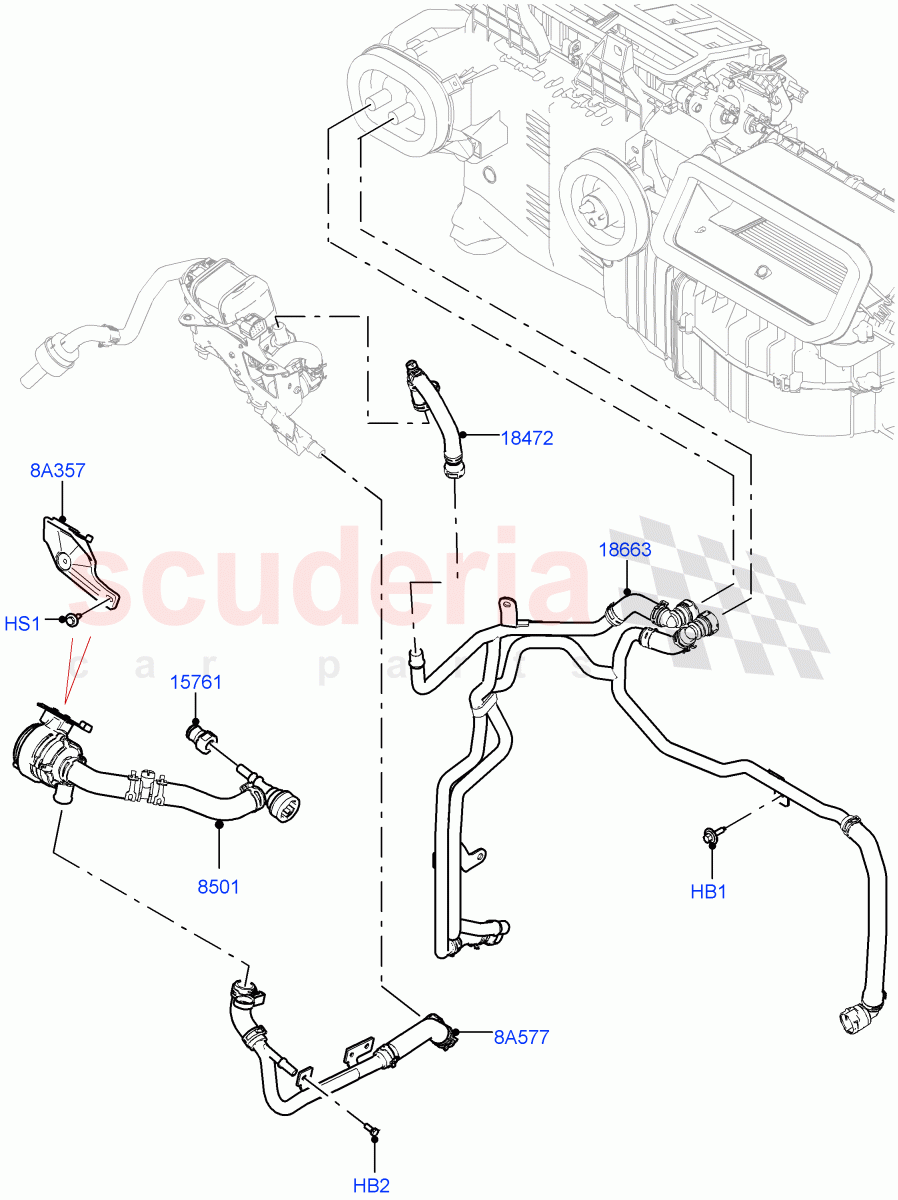 Heater Hoses(Front)(3.0L AJ20D6 Diesel High,With Fuel Fired Heater,Premium Air Conditioning-Front/Rear)((V)FROMLA000001) of Land Rover Land Rover Range Rover Sport (2014+) [3.0 DOHC GDI SC V6 Petrol]