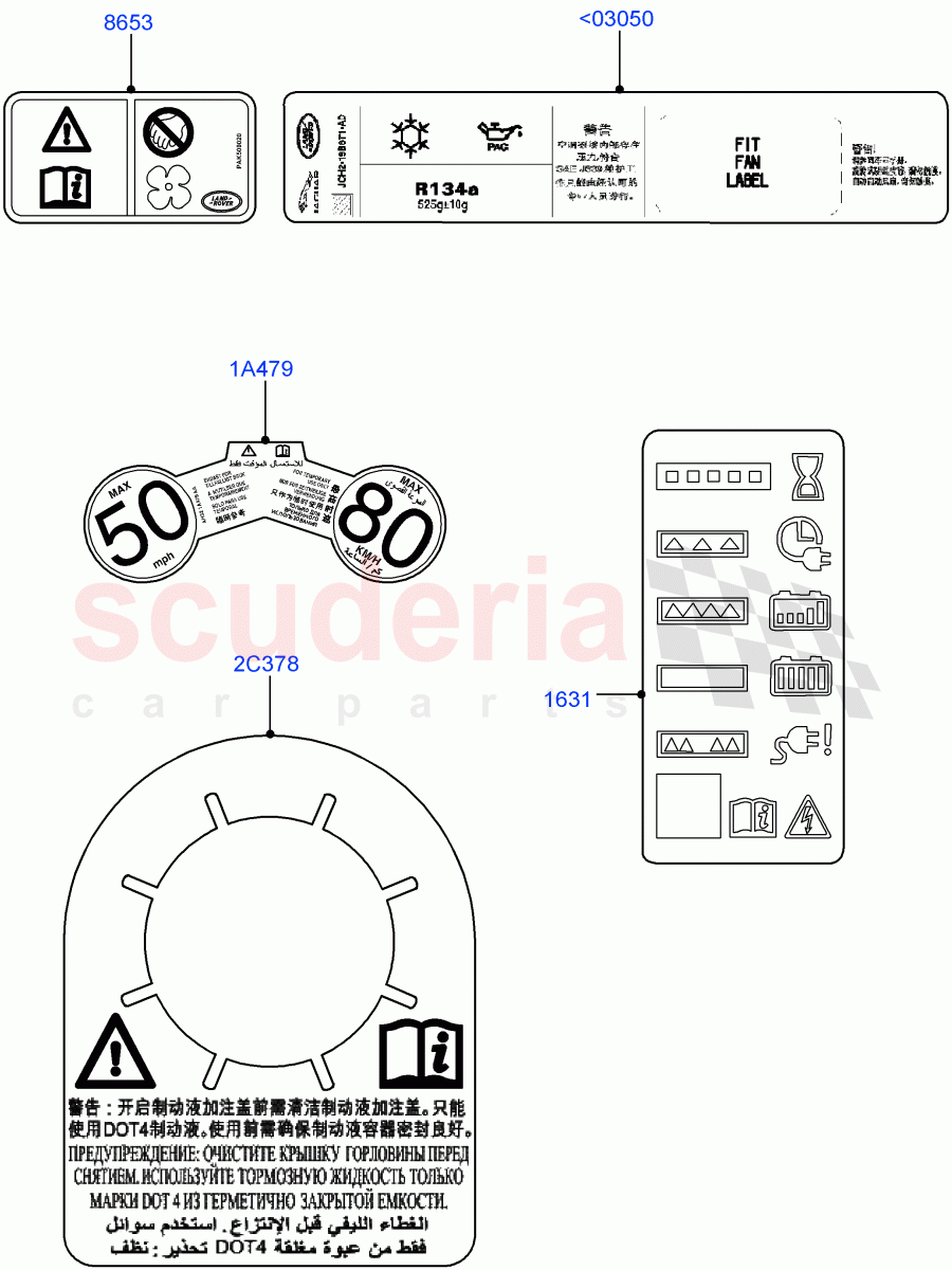 Labels(Warning Decals)(Changsu (China))((V)FROMKG006088) of Land Rover Land Rover Range Rover Evoque (2019+) [2.0 Turbo Petrol AJ200P]