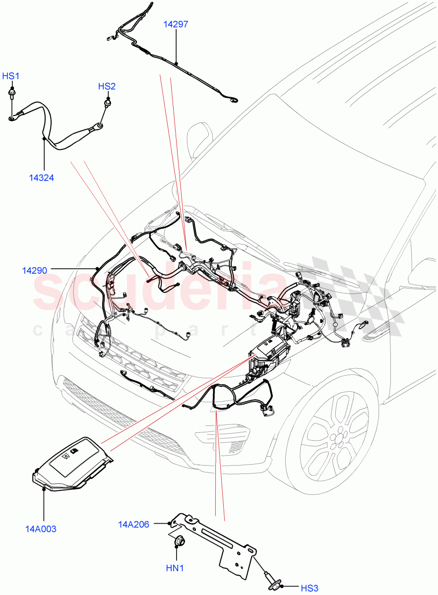 Electrical Wiring - Engine And Dash(Engine Compartment)(Itatiaia (Brazil))((V)FROMGT000001) of Land Rover Land Rover Discovery Sport (2015+) [2.0 Turbo Petrol AJ200P]