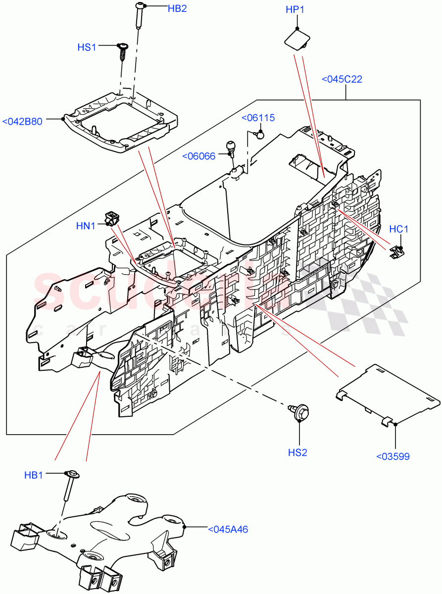 Console - Floor(Internal Components)(Halewood (UK))((V)FROMLH000001) of Land Rover Land Rover Discovery Sport (2015+) [2.2 Single Turbo Diesel]