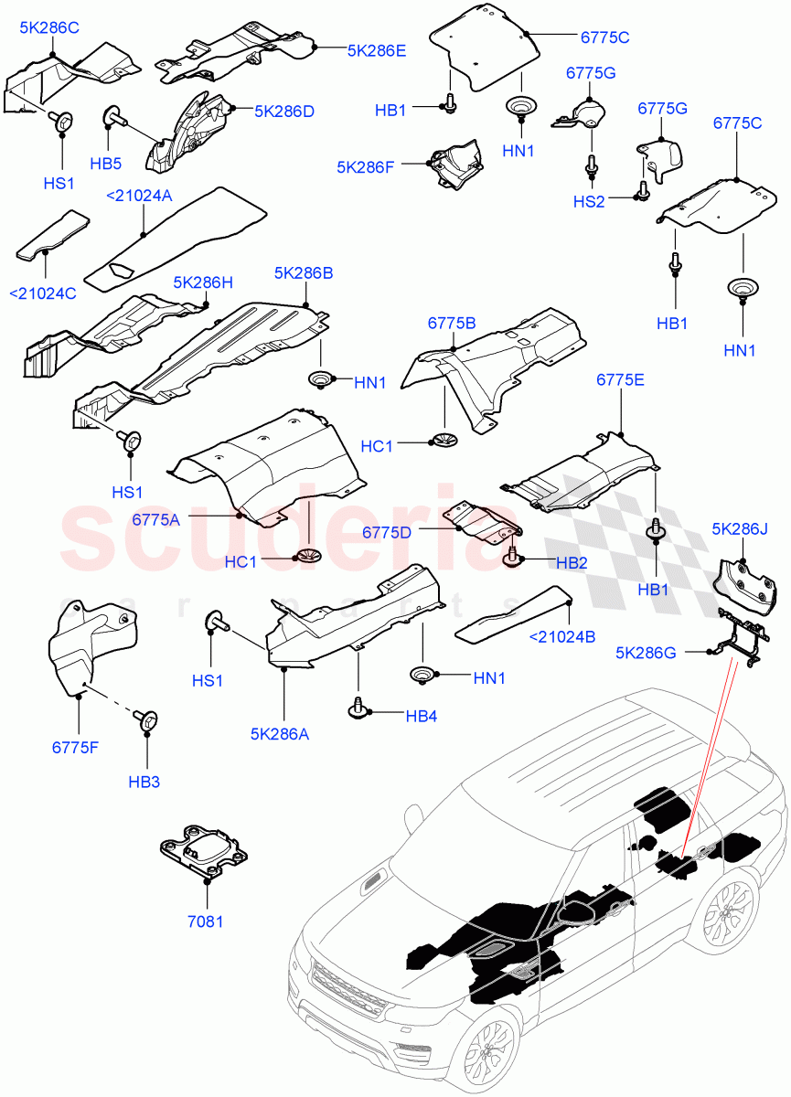 Splash And Heat Shields(Heat Shield) of Land Rover Land Rover Range Rover Sport (2014+) [3.0 I6 Turbo Petrol AJ20P6]