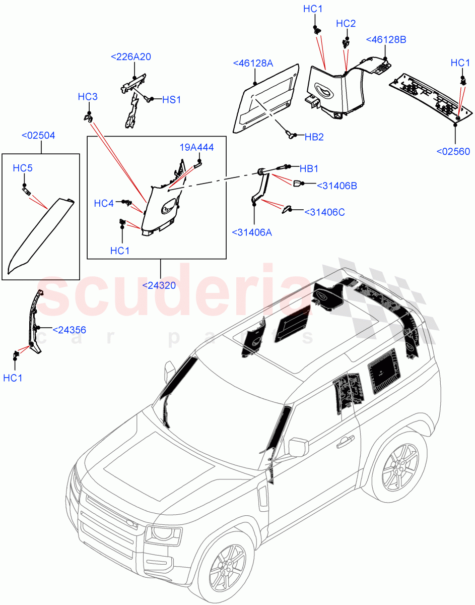 Side Trim(Upper)(Short Wheelbase) of Land Rover Land Rover Defender (2020+) [3.0 I6 Turbo Diesel AJ20D6]