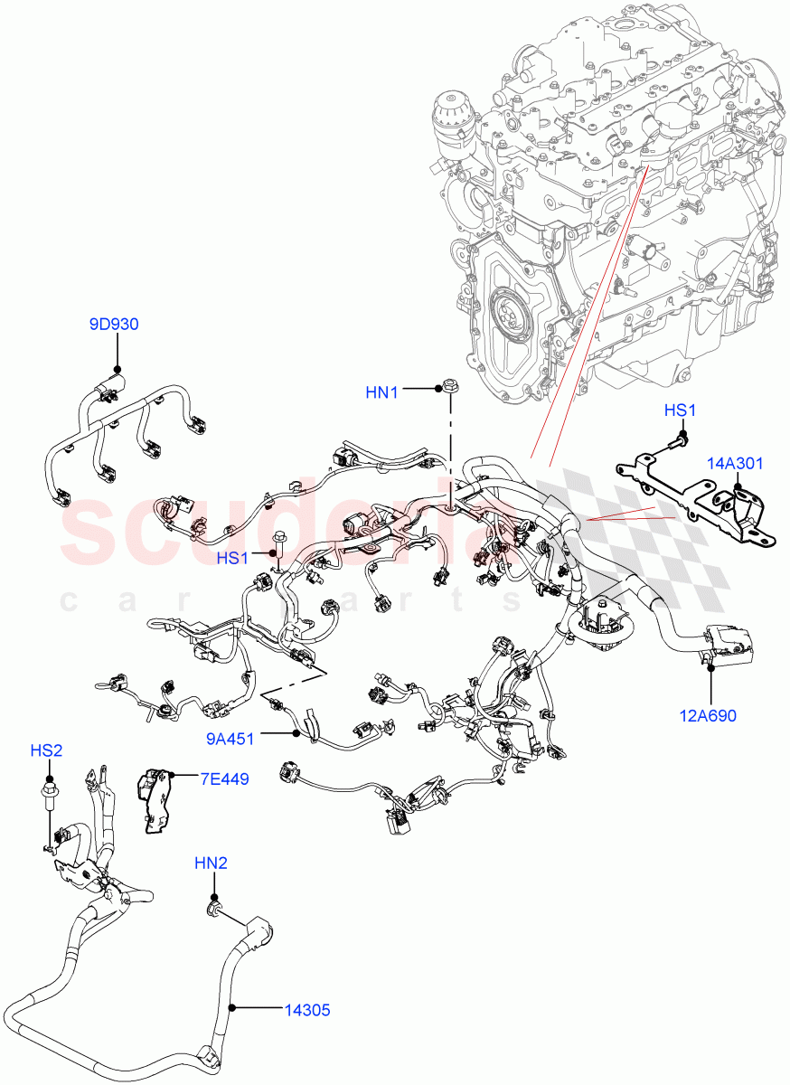 Electrical Wiring - Engine And Dash(2.0L I4 High DOHC AJ200 Petrol)((V)FROMJA000001) of Land Rover Land Rover Range Rover Sport (2014+) [3.0 DOHC GDI SC V6 Petrol]