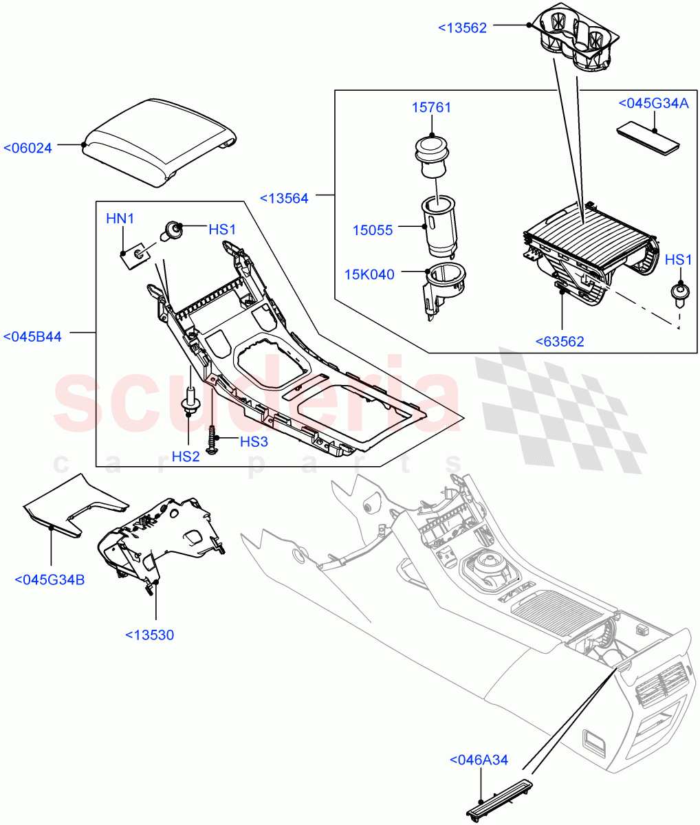 Console - Floor(External Components)(Itatiaia (Brazil))((V)FROMGT000001) of Land Rover Land Rover Range Rover Evoque (2012-2018) [2.0 Turbo Petrol AJ200P]