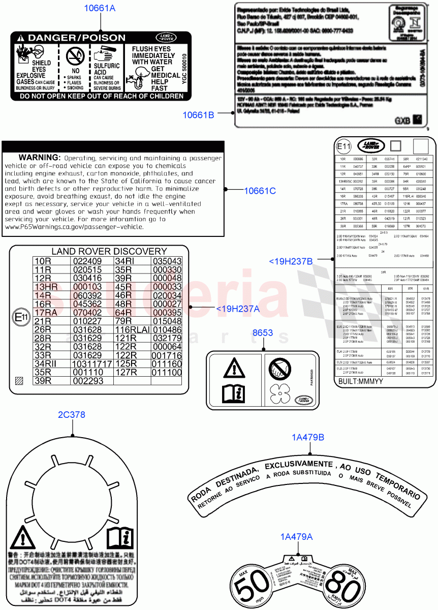 Labels(Solihull Plant Build, Warning Label)((V)FROMHA000001) of Land Rover Land Rover Discovery 5 (2017+) [3.0 I6 Turbo Diesel AJ20D6]