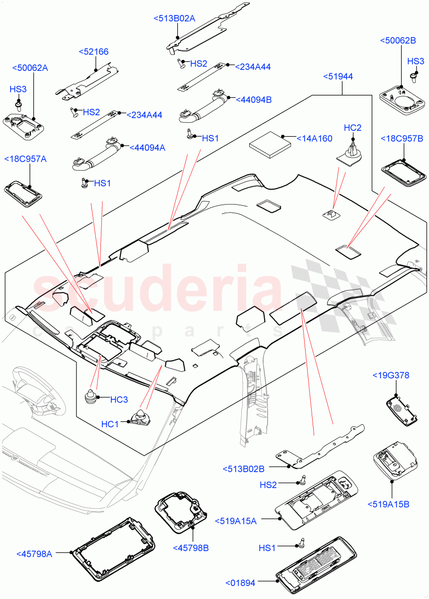 Headlining And Sun Visors(Less Panorama Roof,Interior Trim - Alston) of Land Rover Land Rover Range Rover (2012-2021) [3.0 Diesel 24V DOHC TC]