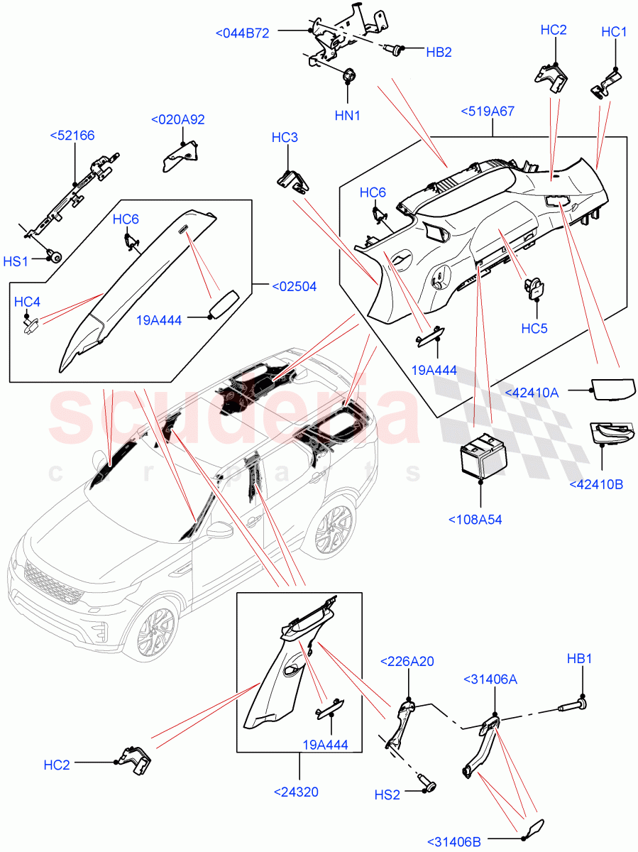 Side Trim(Solihull Plant Build, Upper)((V)FROMHA000001) of Land Rover Land Rover Discovery 5 (2017+) [3.0 I6 Turbo Diesel AJ20D6]