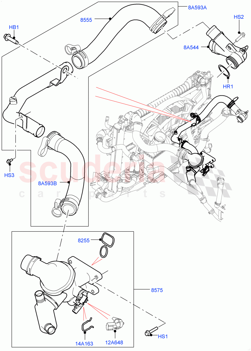Thermostat/Housing & Related Parts(Nitra Plant Build)(2.0L I4 DSL MID DOHC AJ200,2.0L I4 DSL HIGH DOHC AJ200)((V)FROMK2000001) of Land Rover Land Rover Discovery 5 (2017+) [2.0 Turbo Diesel]