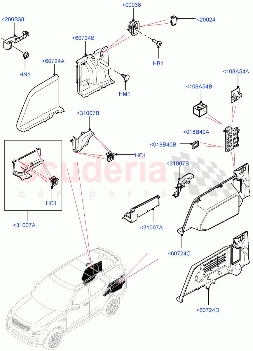 Side Trim(Solihull Plant Build, Luggage Compartment)((V)FROMHA000001) of Land Rover Land Rover Discovery 5 (2017+) [3.0 DOHC GDI SC V6 Petrol]