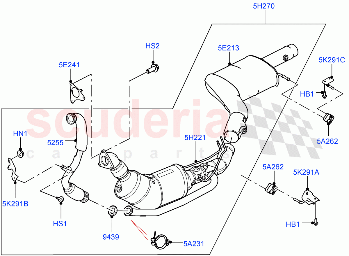 Front Exhaust System(3.0 V6 D Gen2 Mono Turbo,EU6 + DPF Emissions,LEV 160,Japan Requirements,Japanese Emission + DPF)((V)FROMFA000001) of Land Rover Land Rover Range Rover (2012-2021) [3.0 Diesel 24V DOHC TC]