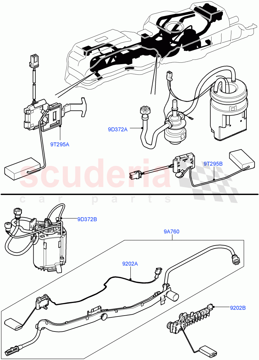 Fuel Pump And Sender Unit(3.6L V8 32V DOHC EFi Diesel Lion)((V)FROM7A000001,(V)TO9A999999) of Land Rover Land Rover Range Rover Sport (2005-2009) [3.6 V8 32V DOHC EFI Diesel]