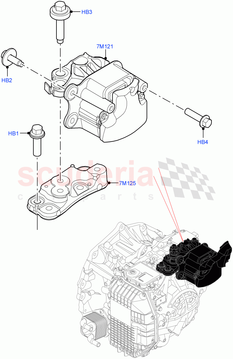 Transmission Mounting(1.5L AJ20P3 Petrol High,8 Speed Automatic Trans 8G30,Changsu (China),1.5L AJ20P3 Petrol High PHEV)((V)FROMLG000001) of Land Rover Land Rover Discovery Sport (2015+) [1.5 I3 Turbo Petrol AJ20P3]