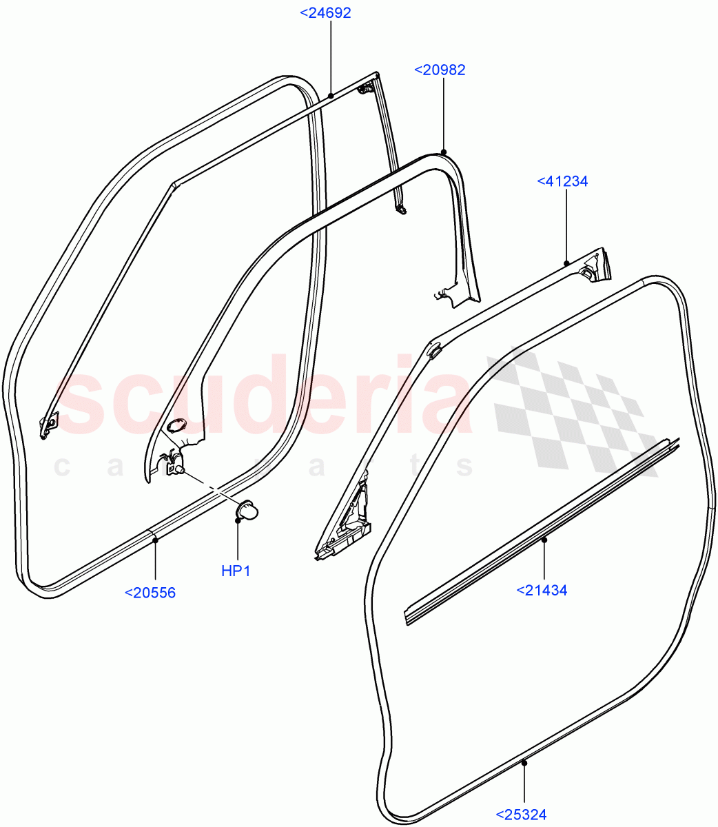 Front Doors, Hinges & Weatherstrips(Weatherstrips And Seals)(5 Door,Changsu (China))((V)FROMEG000001) of Land Rover Land Rover Range Rover Evoque (2012-2018) [2.0 Turbo Diesel]