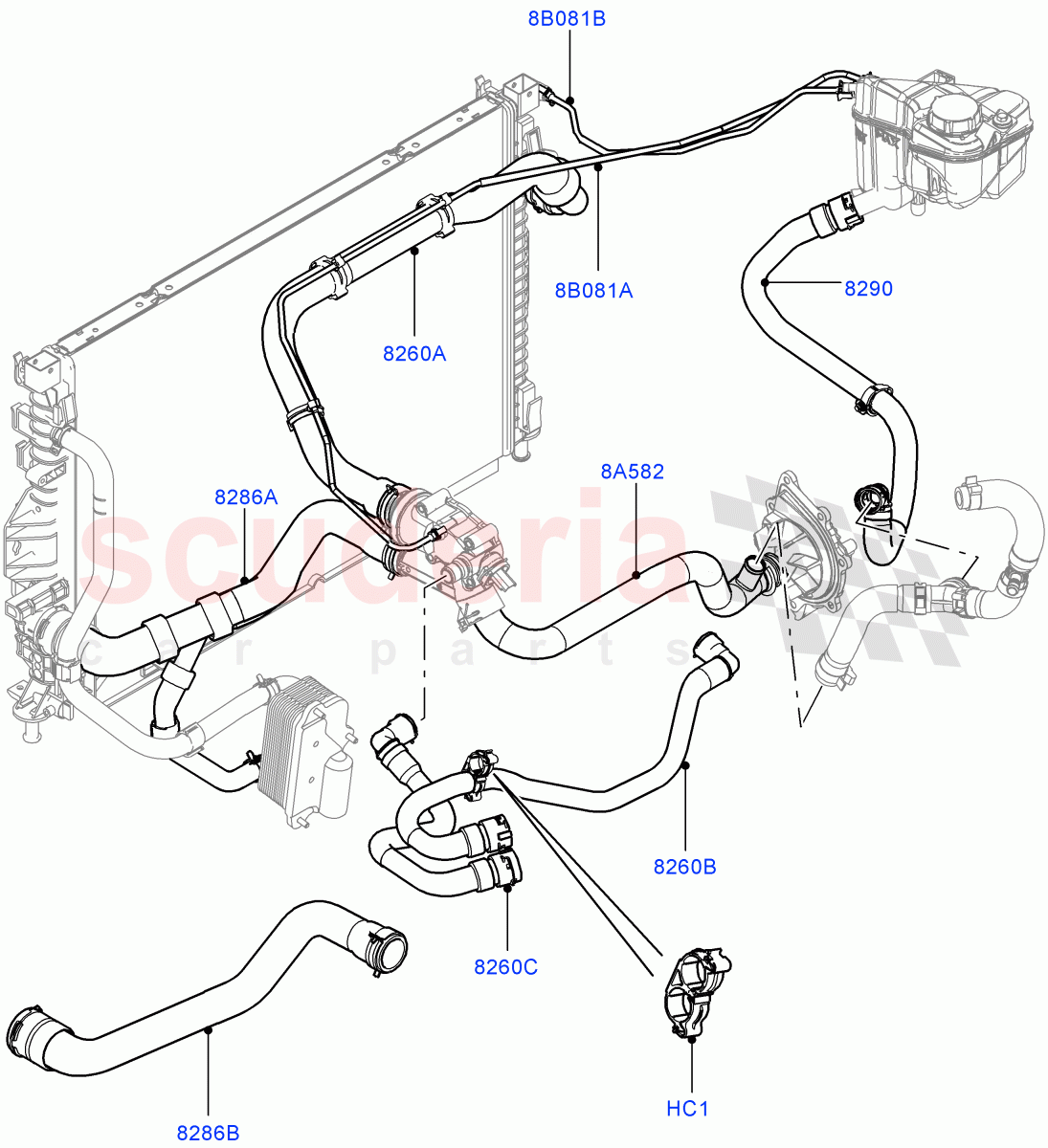 Cooling System Pipes And Hoses(2.2L CR DI 16V Diesel) of Land Rover Land Rover Discovery Sport (2015+) [2.2 Single Turbo Diesel]