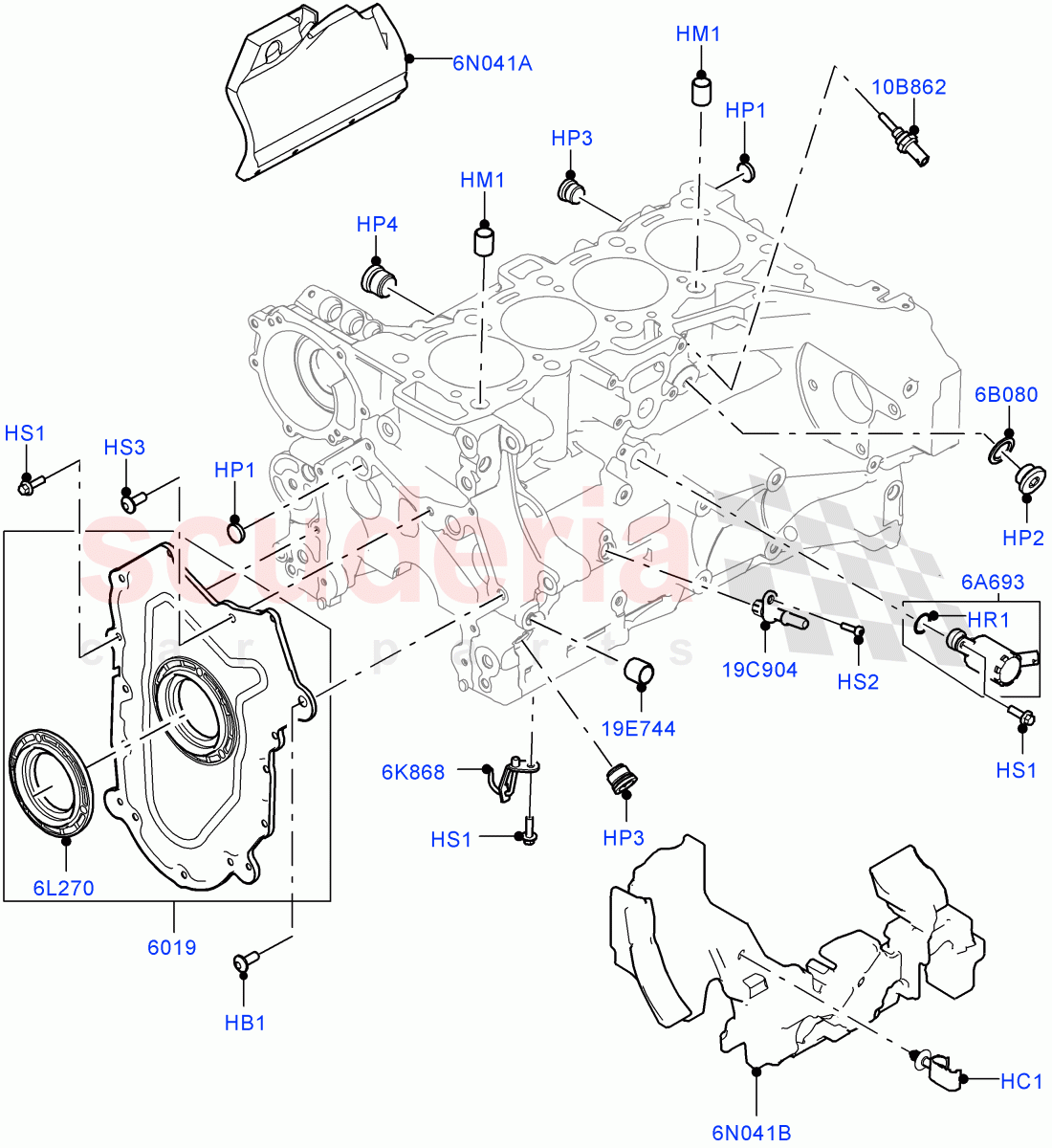 Cylinder Block And Plugs(Solihull Plant Build)(2.0L I4 DSL MID DOHC AJ200,2.0L I4 DSL HIGH DOHC AJ200)((V)FROMHA000001) of Land Rover Land Rover Discovery 5 (2017+) [2.0 Turbo Diesel]