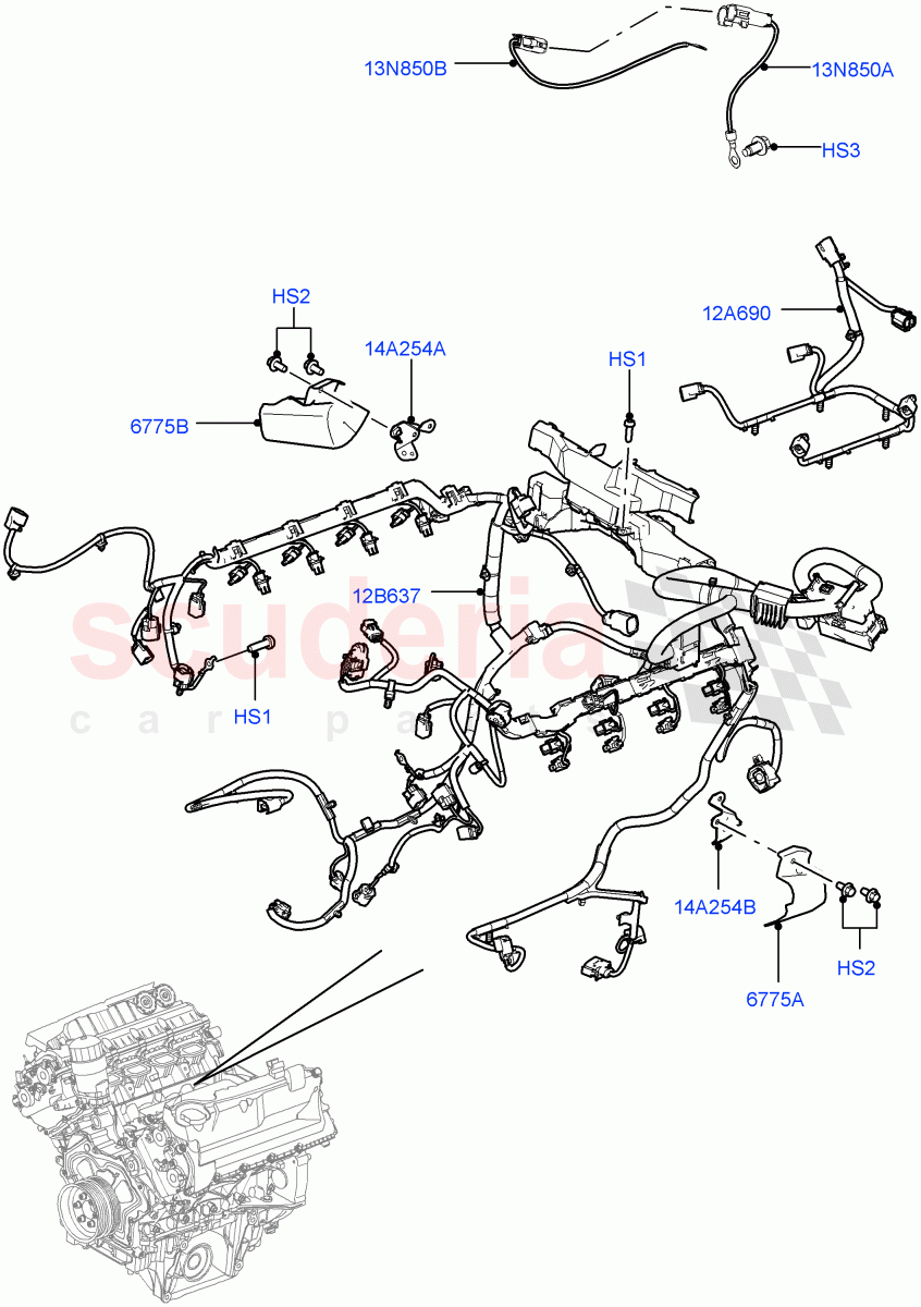 Electrical Wiring - Engine And Dash(Engine)(5.0L OHC SGDI NA V8 Petrol - AJ133)((V)FROMAA000001) of Land Rover Land Rover Discovery 4 (2010-2016) [5.0 OHC SGDI NA V8 Petrol]