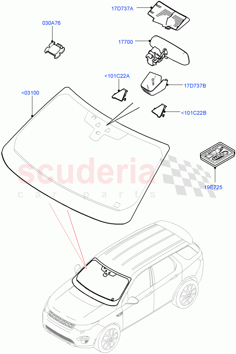 Windscreen/Inside Rear View Mirror(Changsu (China))((V)FROMFG000001) of Land Rover Land Rover Discovery Sport (2015+) [2.2 Single Turbo Diesel]