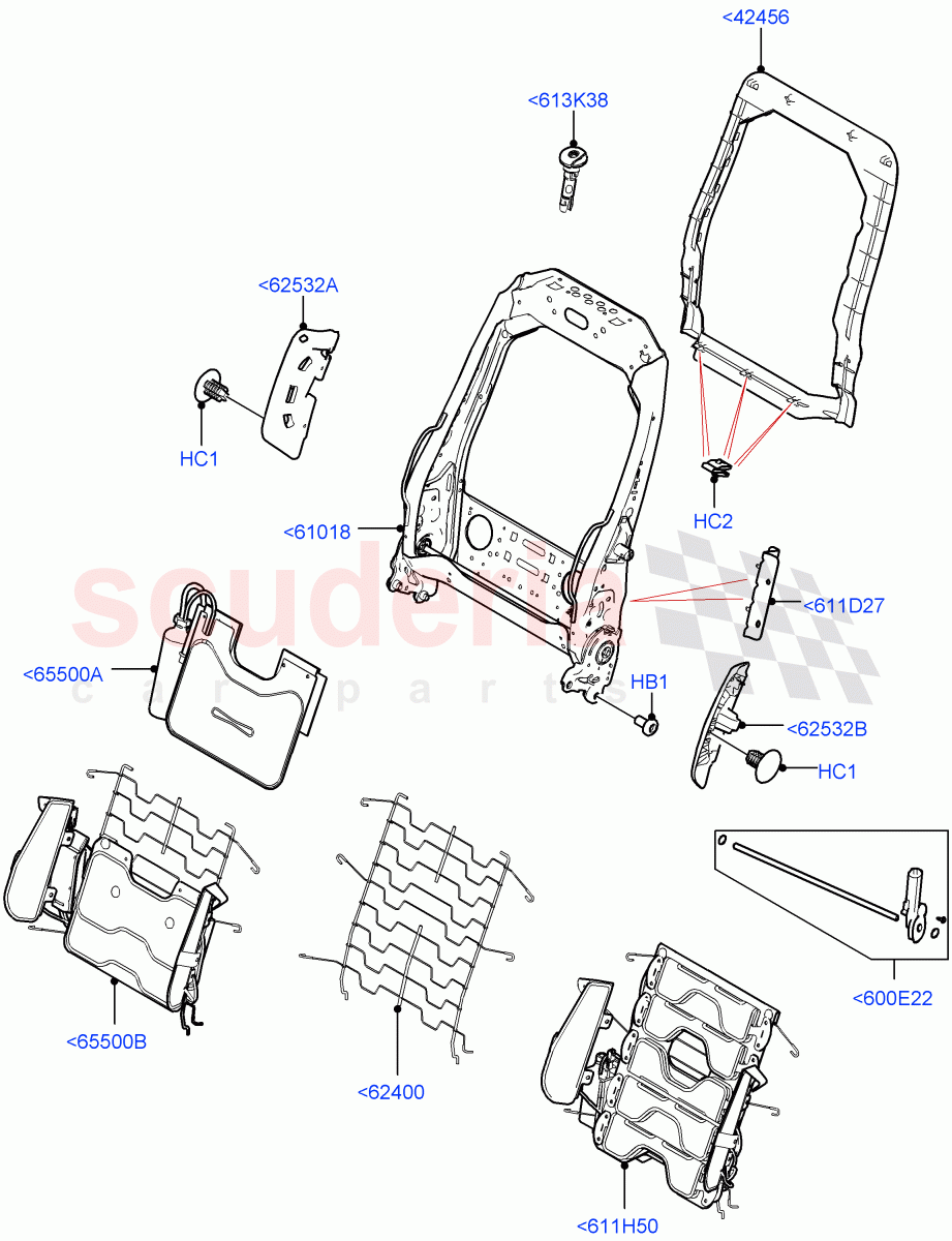 Front Seat Back(Nitra Plant Build)((V)FROMK2000001,(V)TOL2999999) of Land Rover Land Rover Discovery 5 (2017+) [3.0 Diesel 24V DOHC TC]