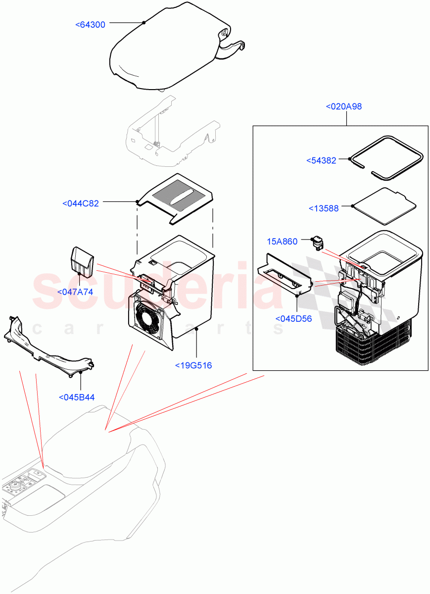 Console - Floor(Front, For Stowage Boxes And Lids) of Land Rover Land Rover Range Rover Sport (2014+) [3.0 DOHC GDI SC V6 Petrol]