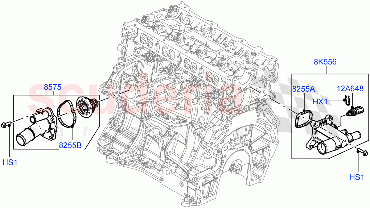 Thermostat/Housing & Related Parts(2.0L 16V TIVCT T/C Gen2 Petrol,Halewood (UK),2.0L 16V TIVCT T/C 240PS Petrol) of Land Rover Land Rover Discovery Sport (2015+) [2.0 Turbo Petrol GTDI]