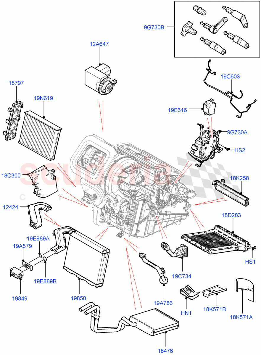 Heater/Air Cond.Internal Components(Main Unit)(Changsu (China))((V)FROMKG446857) of Land Rover Land Rover Discovery Sport (2015+) [2.0 Turbo Diesel]