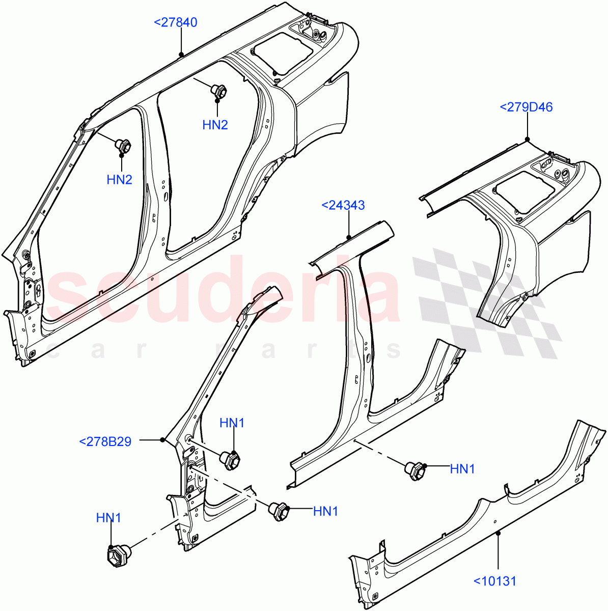 Side Panels - Outer(Changsu (China))((V)FROMKG006088) of Land Rover Land Rover Range Rover Evoque (2019+) [1.5 I3 Turbo Petrol AJ20P3]