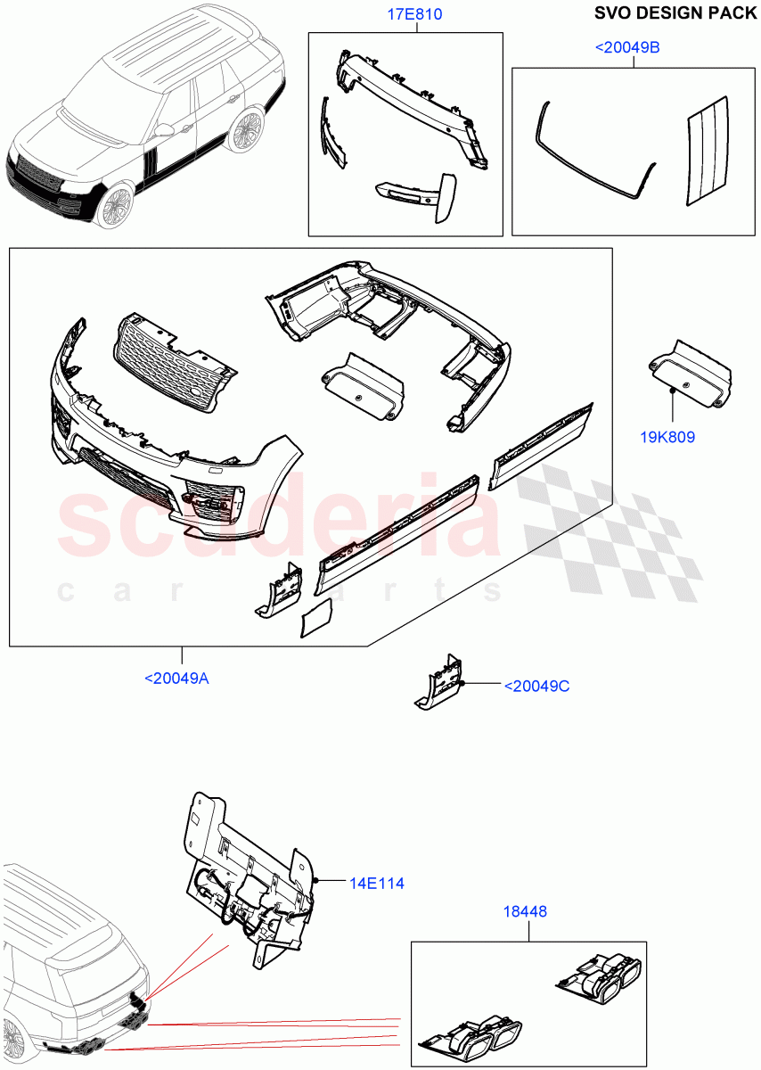 Exterior Body Styling Items(SVO Design Packs Kits)(Standard Wheelbase,With Diesel Fuel Capability,With Front Fog Lamps,Diesel/Electric - Hybrid,For Unleaded Fuel)((V)TOHA999999) of Land Rover Land Rover Range Rover (2012-2021) [5.0 OHC SGDI NA V8 Petrol]