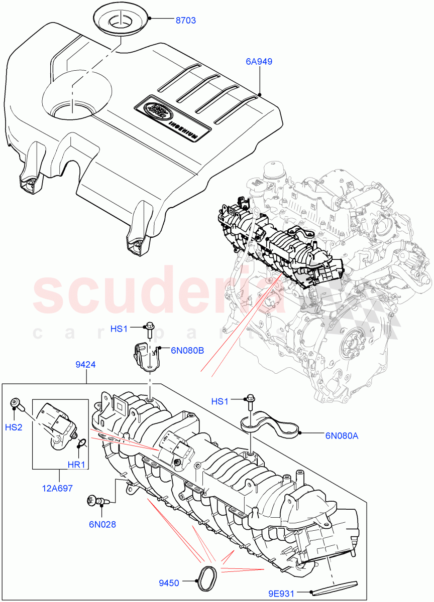 Inlet Manifold(2.0L I4 DSL MID DOHC AJ200,Itatiaia (Brazil))((V)FROMGT000001) of Land Rover Land Rover Range Rover Evoque (2012-2018) [2.0 Turbo Diesel]