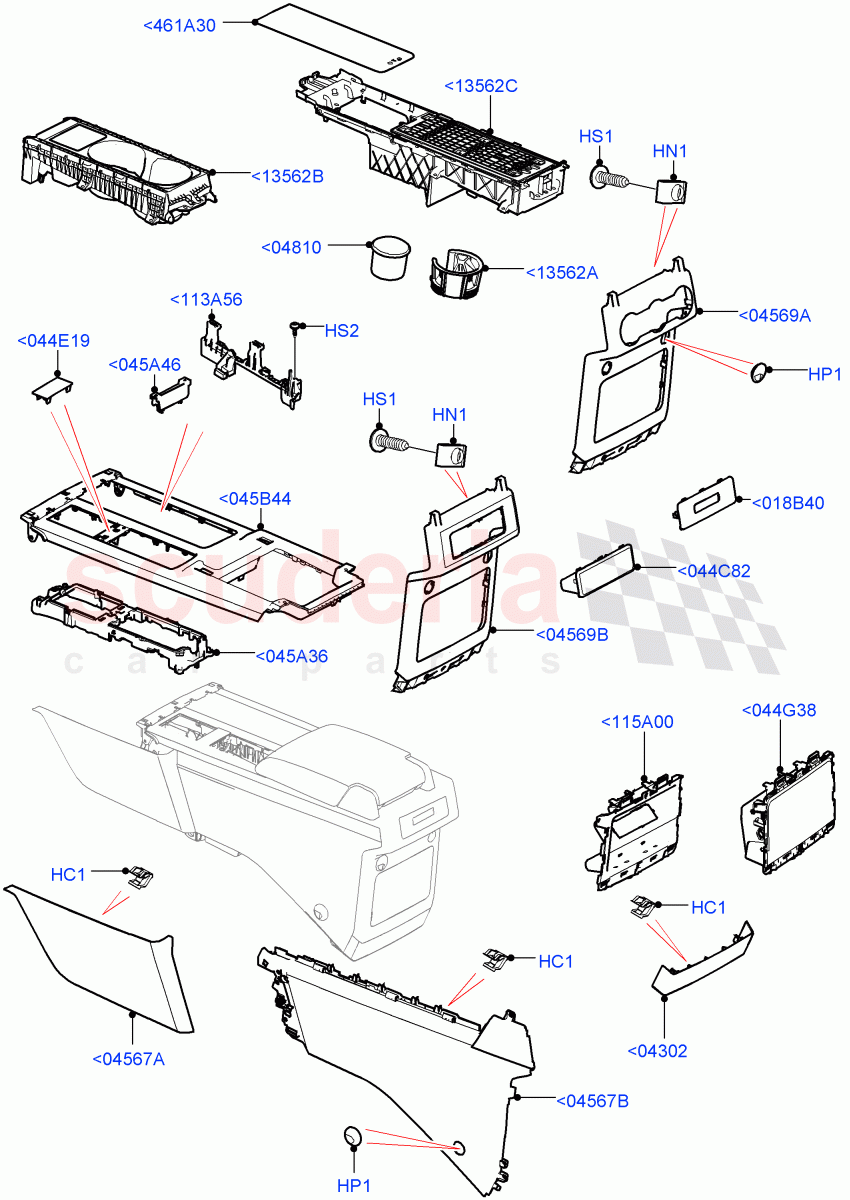 Console - Floor(External Components, Solihull Plant Build)((V)FROMHA000001) of Land Rover Land Rover Discovery 5 (2017+) [3.0 DOHC GDI SC V6 Petrol]