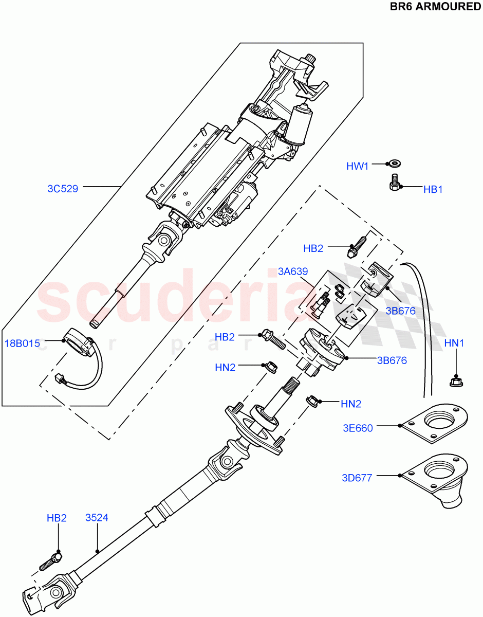 Steering Column(With B6 Level Armouring)((V)FROMAA000001) of Land Rover Land Rover Range Rover (2010-2012) [5.0 OHC SGDI NA V8 Petrol]