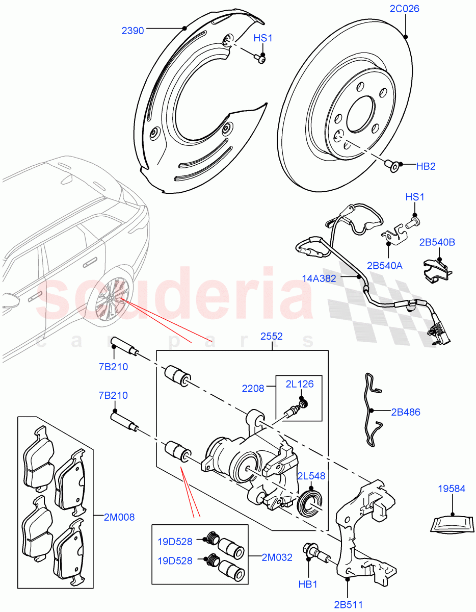 Rear Brake Discs And Calipers(Version - Core,Version - R-Dynamic) of Land Rover Land Rover Range Rover Velar (2017+) [3.0 DOHC GDI SC V6 Petrol]