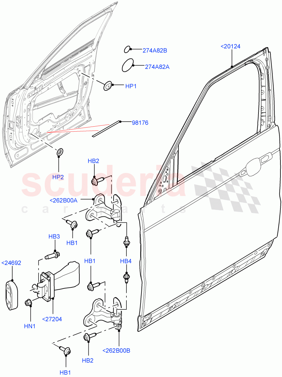 Front Doors, Hinges & Weatherstrips(Nitra Plant Build, Door And Fixings)((V)FROMK2000001) of Land Rover Land Rover Discovery 5 (2017+) [2.0 Turbo Petrol AJ200P]